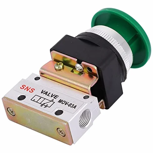 Válvula Mecánica Neumática 2 Posiciones 3 Vías MOV-03A G1/8" PT Interruptor Botón de Hongo para Sistemas Neumáticos Industria Automatización Aire Comprimido Componentes Neumáticos