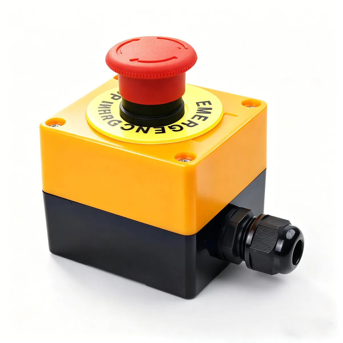 Caja roja del interruptor de la seta de la emergencia 22m m AC 660V 10A 1NC 1NO con señal de parada de emergencia