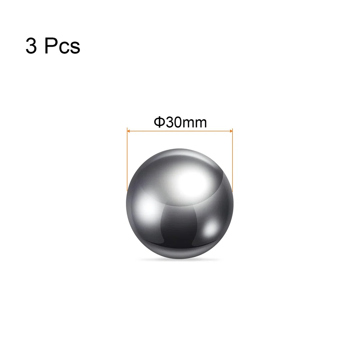 sourcing map 3uds Precisión Bolas 30mm Diámetro G10 Cromo Acero Bolas para Rodamientos, Plata