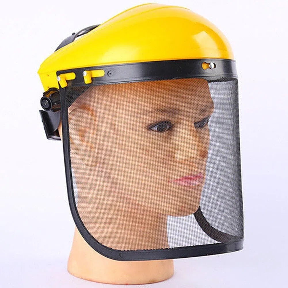Casco De Seguridad para Cortacésped De Jardín De Acero Inoxidable, Sombrero con Máscara Protectora De Malla De Completa para Desbrozadora, Protección Forestal