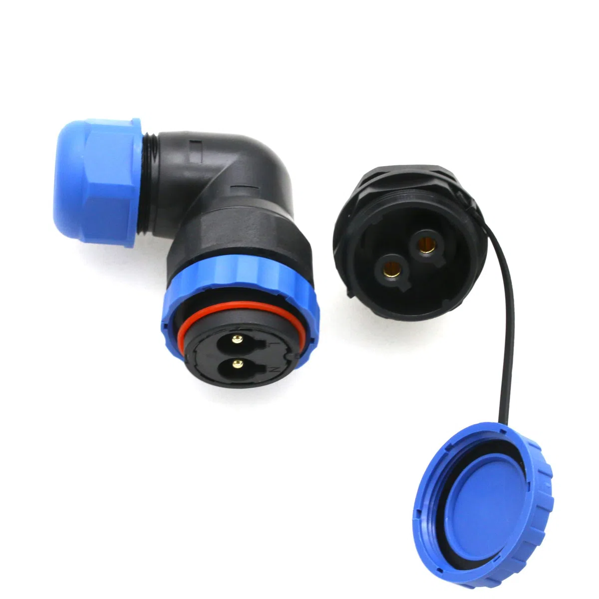 HangTon TY28 - Conector de alimentación de 2 pines 45 A con conector hembra de montaje en panel y conector de 90 grados, impermeable, desconexión rápida para coches marinos