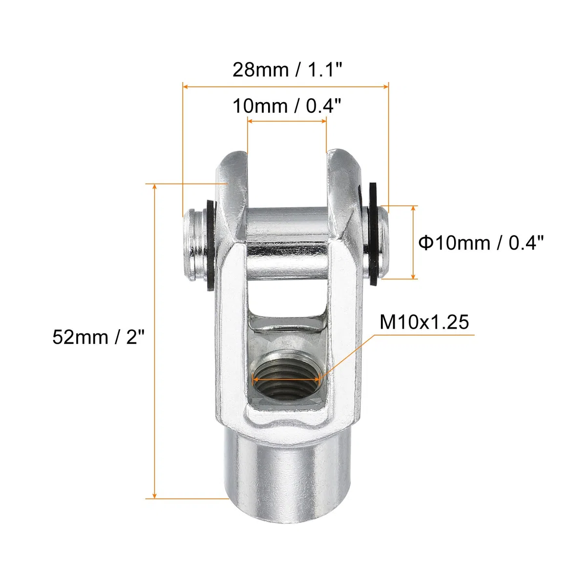 sourcing map Aire Cilindro Varilla Horquilla Extremo 2 Paquetes 52mm Longitud M10x1.25 Hembra Rosca Y Conector, Plata