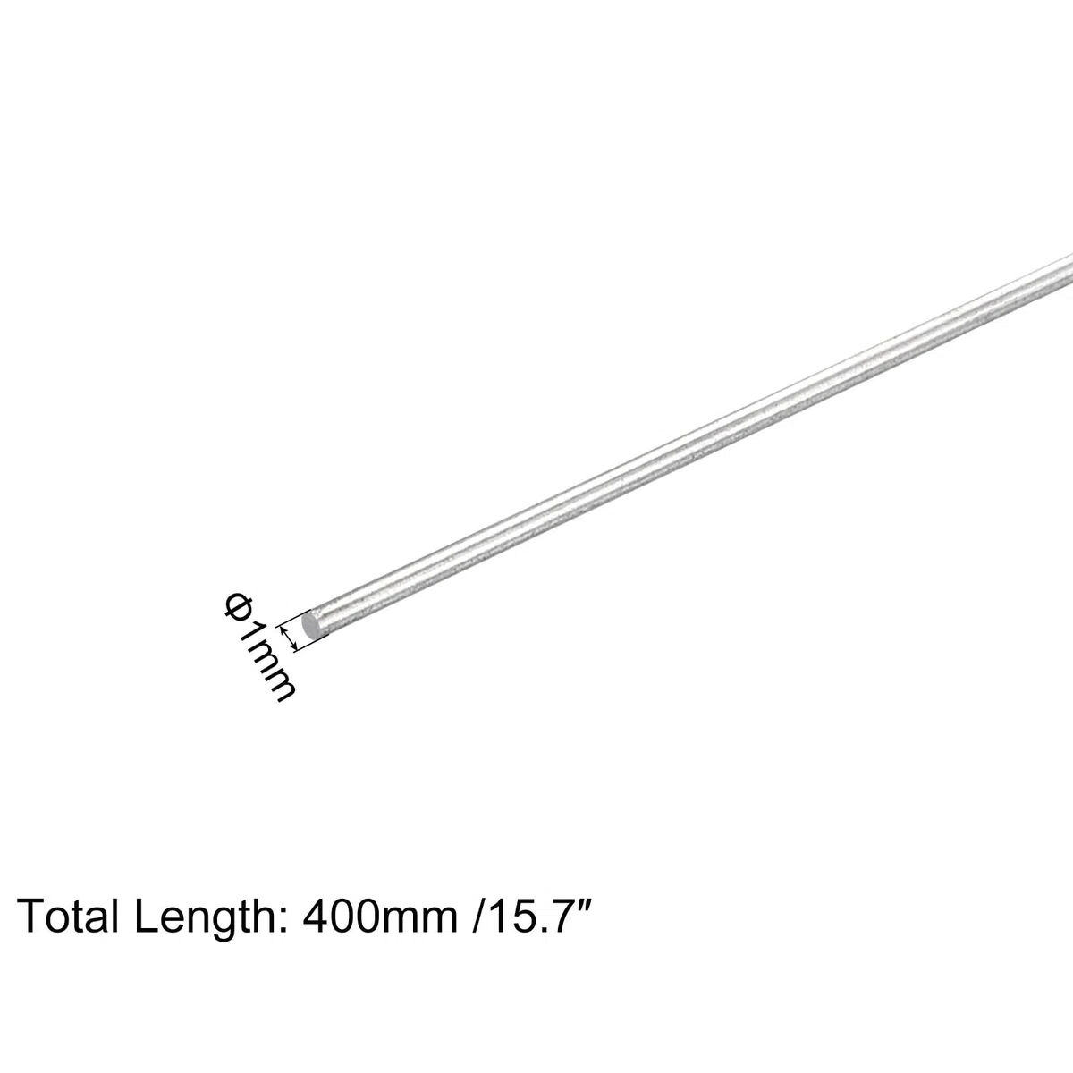 sourcing map 304 Inoxidable Acero Redondas Varillas, 1mm x 400mm Sólido Eje Varillas para Bricolaje Artesanía Modelo Coche Helicóptero Avión, Paquete de 5