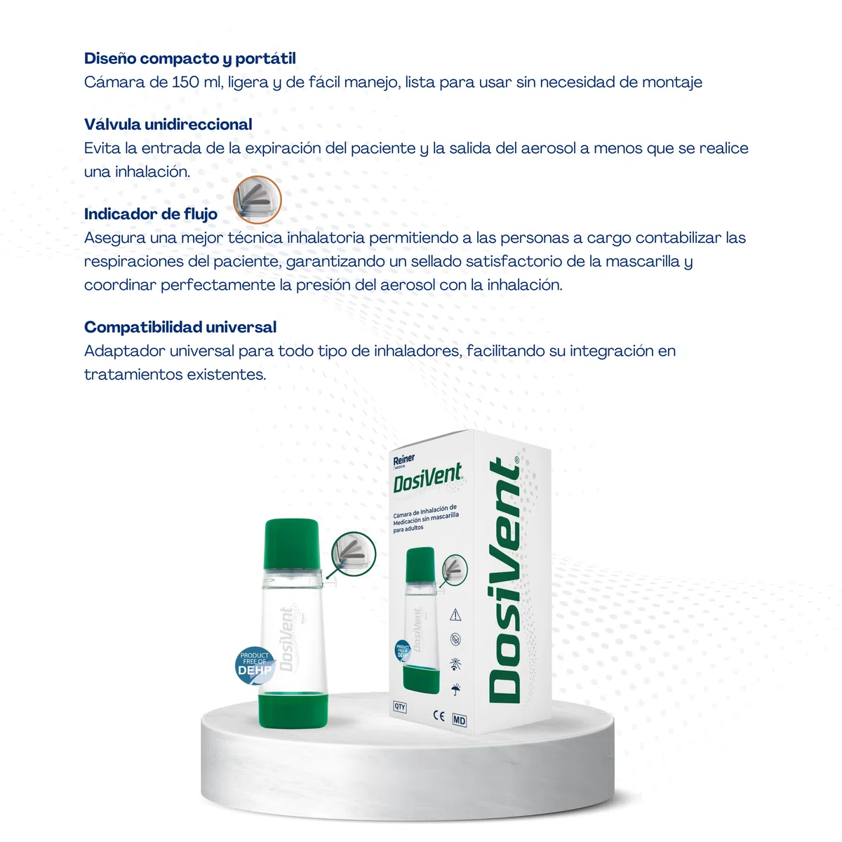 Cámara de Inhalación para Administrar Medicación pMDI sin Mascarilla | Aerosoles Nebulizador Adultos | Inhalador Nasal y Bucal | Maquina Aerosoles Adultos | Compatibilidad Universal