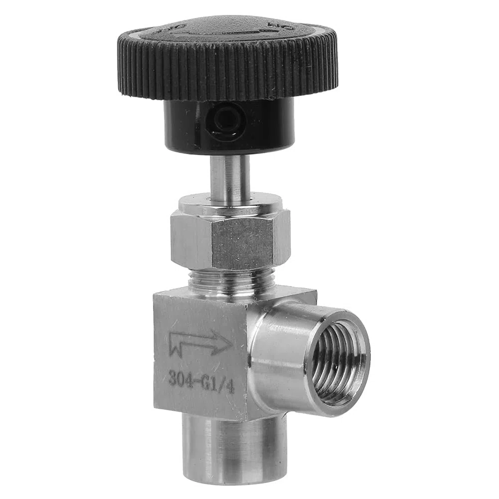FTVOGUE Válvula de aguja de rosca hembra BSPP Válvula de cierre de tipo recto de acero inoxidable para agua Gas Combustible de combustible(1/4), Other valve accessories