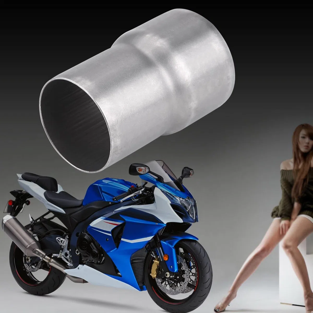 Reductor de Escape de 51 Mm a 60 Mm, Fácil Instalación Conector de Silenciador Universal, Alta Precisión para Tubo de Escape de Motocicleta, Ajuste Directo con Acabado Pulido