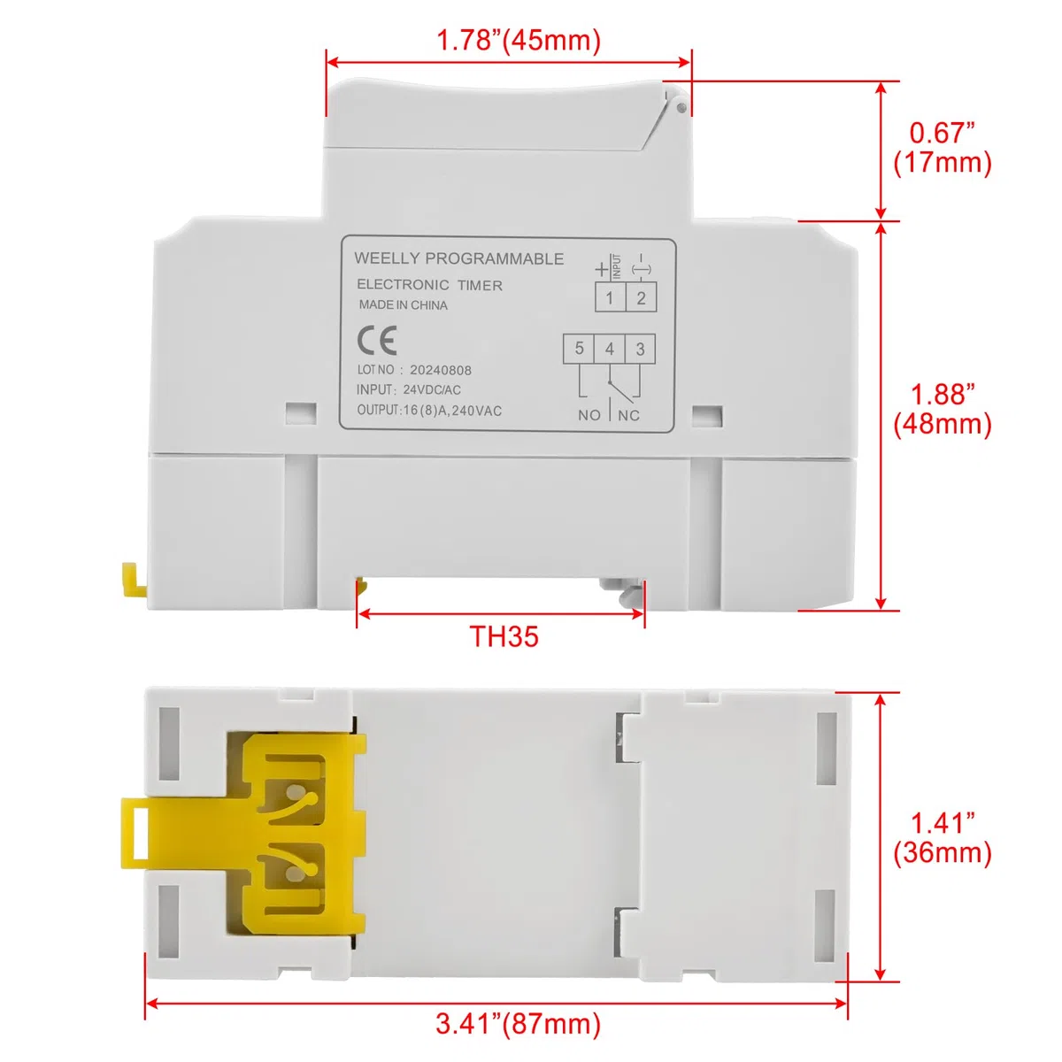 Heschen Digital LCD fuente de alimentación interruptor eléctrico THC15A DC24V 16A SPST 35mm DIN Rail