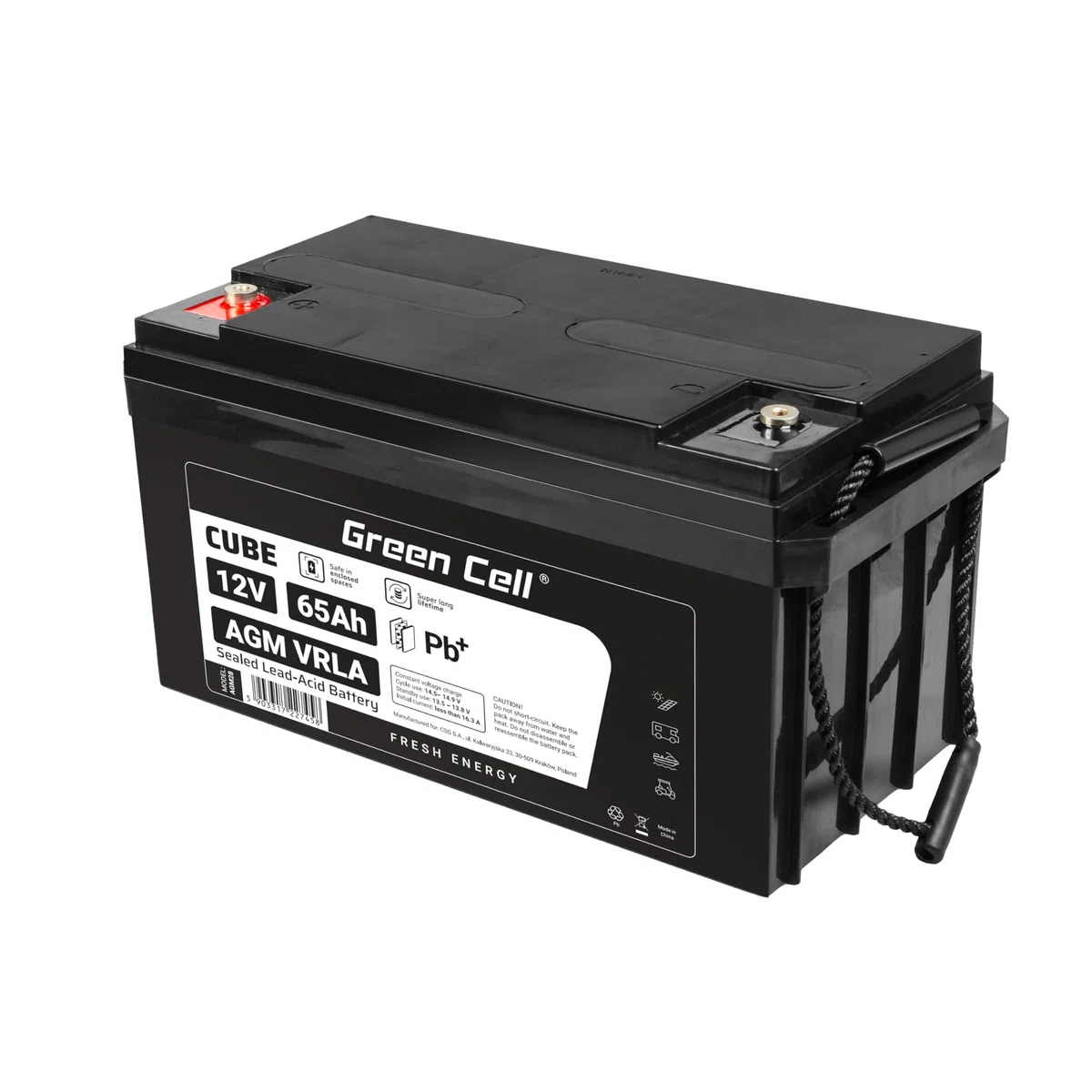 Green Cell Recambio de Batería Gel AGM 12V 65Ah Rechargeable Pila Sellada de Plomo ácido batería sin Mantenimiento Batería de Reemplazo para Camper Carro de Golf Solar Fotovoltaica Paneles