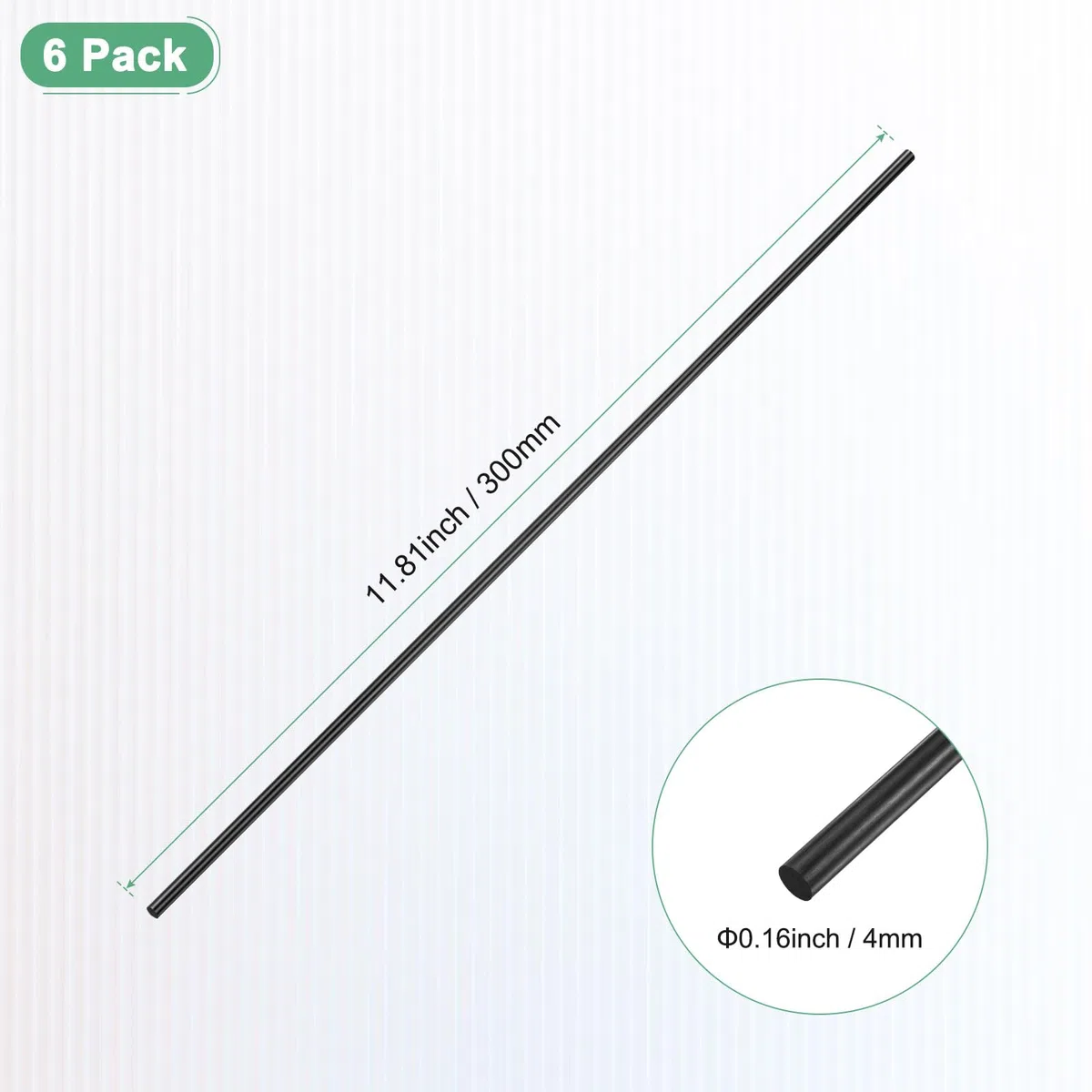 M METERXITY 6 Varillas De Fibra De Carbono, Longitud 300mm Diámetro 4mm Poste Macizo Mate Para Aviones RC/Manualidades DIY/Brazos De Quadcopter/Tubo De Alas [11.81 x 0.16 PULG]