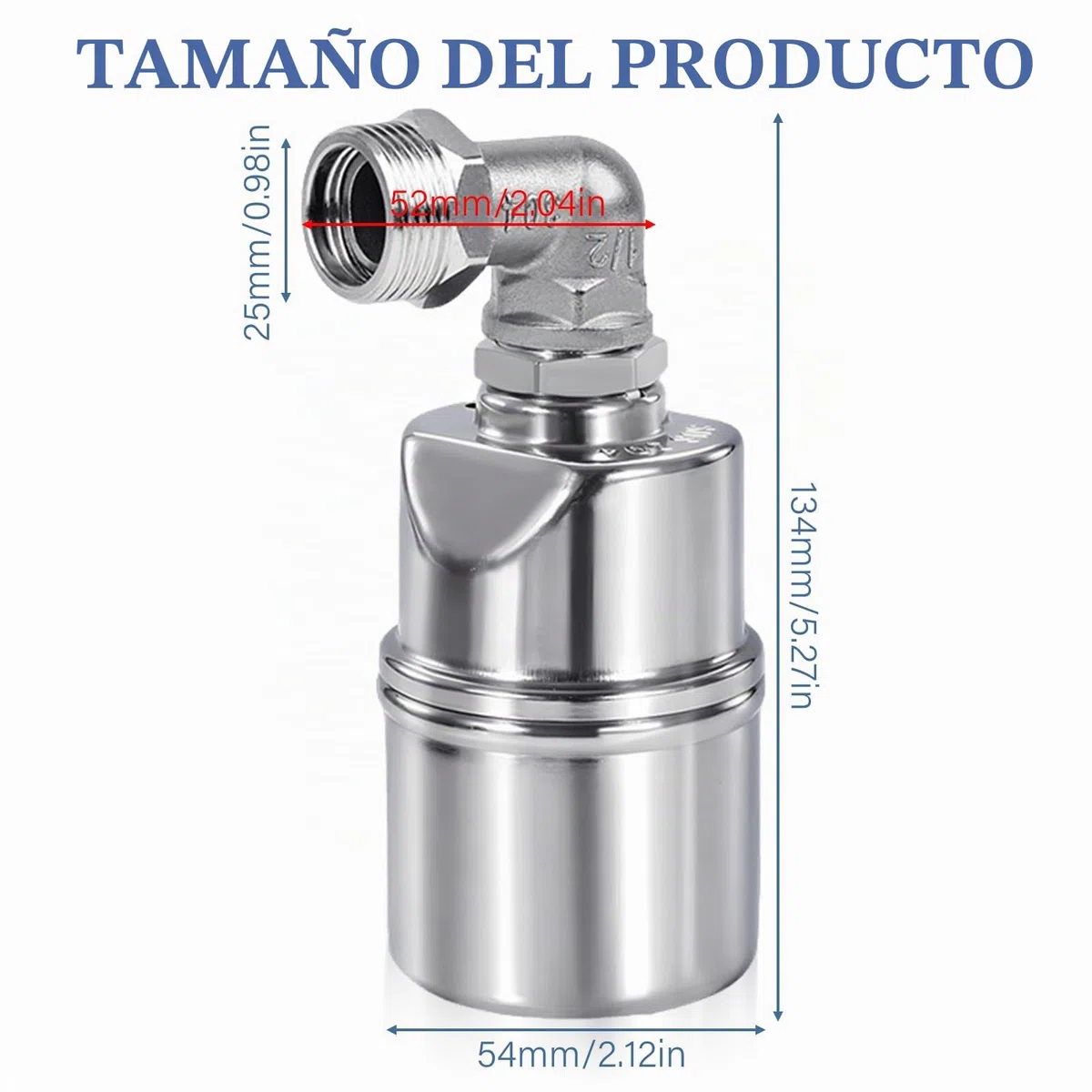 Válvula de flotador para tanque de agua, válvula automática de control de nivel de agua de 3/4 pulgadas de baja presión en acero inoxidable 304