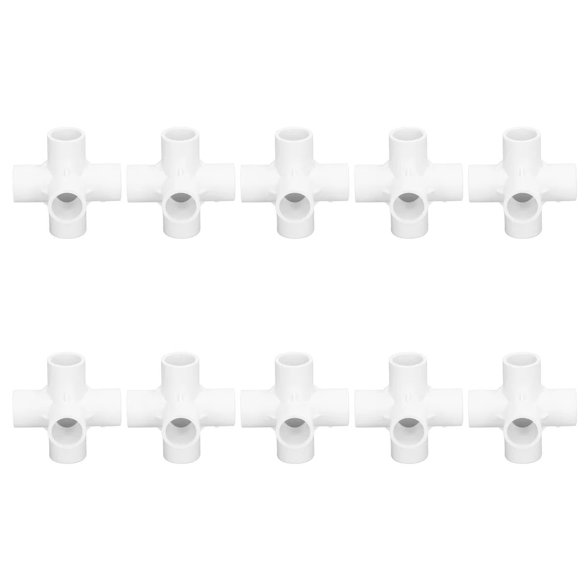 Conectores de PVC, Set de 10 Codos de 6 Vías, Accesorios para Tubería de Plástico, 20 mm Diámetro Interior, Color Blanco, para Estructuras y Recintos