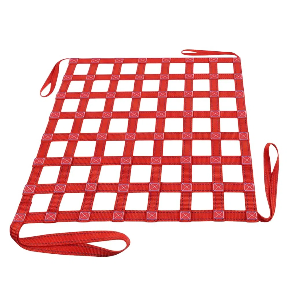 Red de Elevación de Carga, 1 x 1m Red de Carga de Elevación de Poliéster con 300kg Capacidad Malla de Poliéster Resistente con 4 Correas de 1m Ideal para Almacenes, Talleres y Construcción