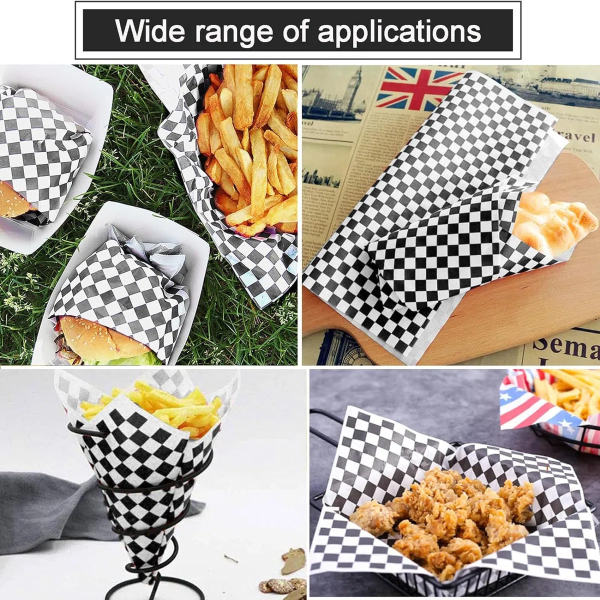 Papel Antigrasa para Envolver Alimentos - 100 Pcs, Tamaño 30 x 30 cm, Ideal para Hamburguesas, Bocadillos y Sandwich