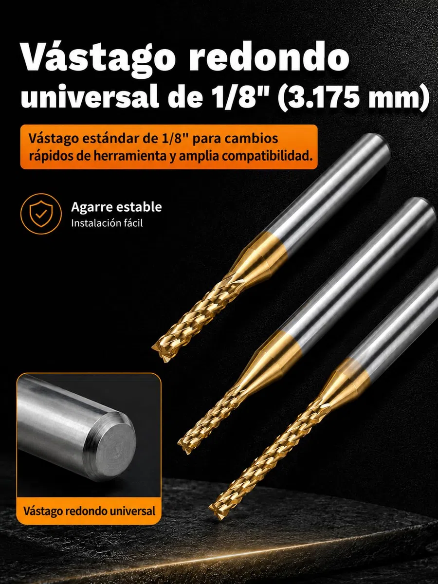 VOBOR 10pcs Fresas de Extremo de Carburo 1-3mm, Titanio Capa 1.0mm 1.5mm 2.0mm 2.5mm 3.0mm Fresas CNC para PCB Acrílico Madera Aluminio Metal