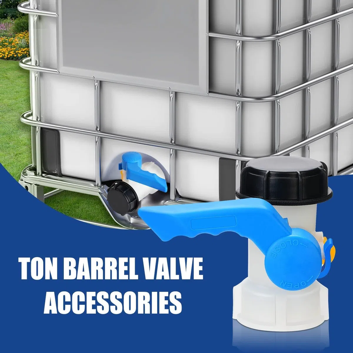 IBC Tank Accessories - Válvula de solapa universal DN40 (62 mm) adaptador de llave de paso para contenedores de agua