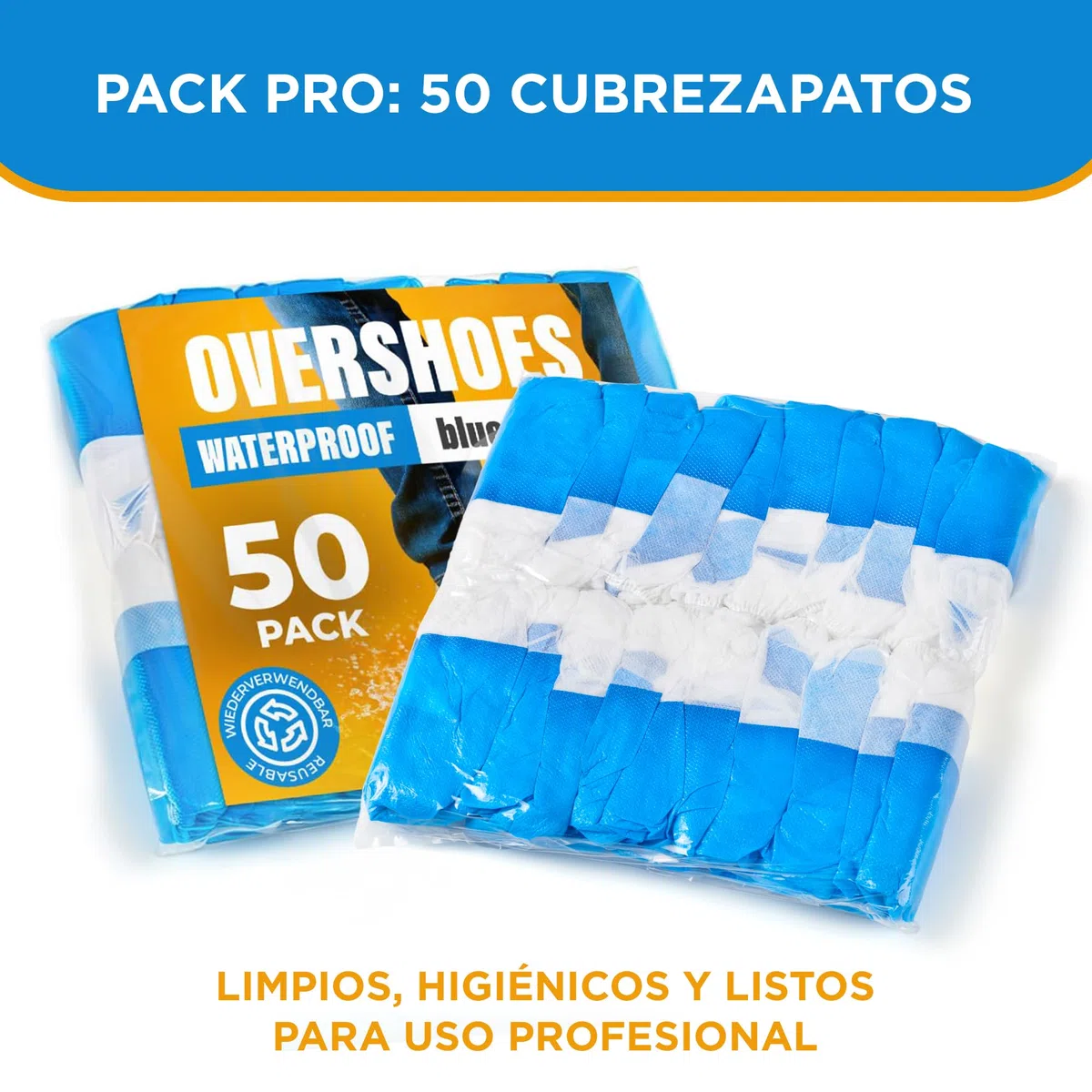 ISC Hygiene & Safety 50 Cubiertas para zapato/Cubrezapatos con suela de 9 gramos, reforzada, antideslizante, extra resistente. Impermeable a líquidos, unitalla, buen ajuste, y Desechables.