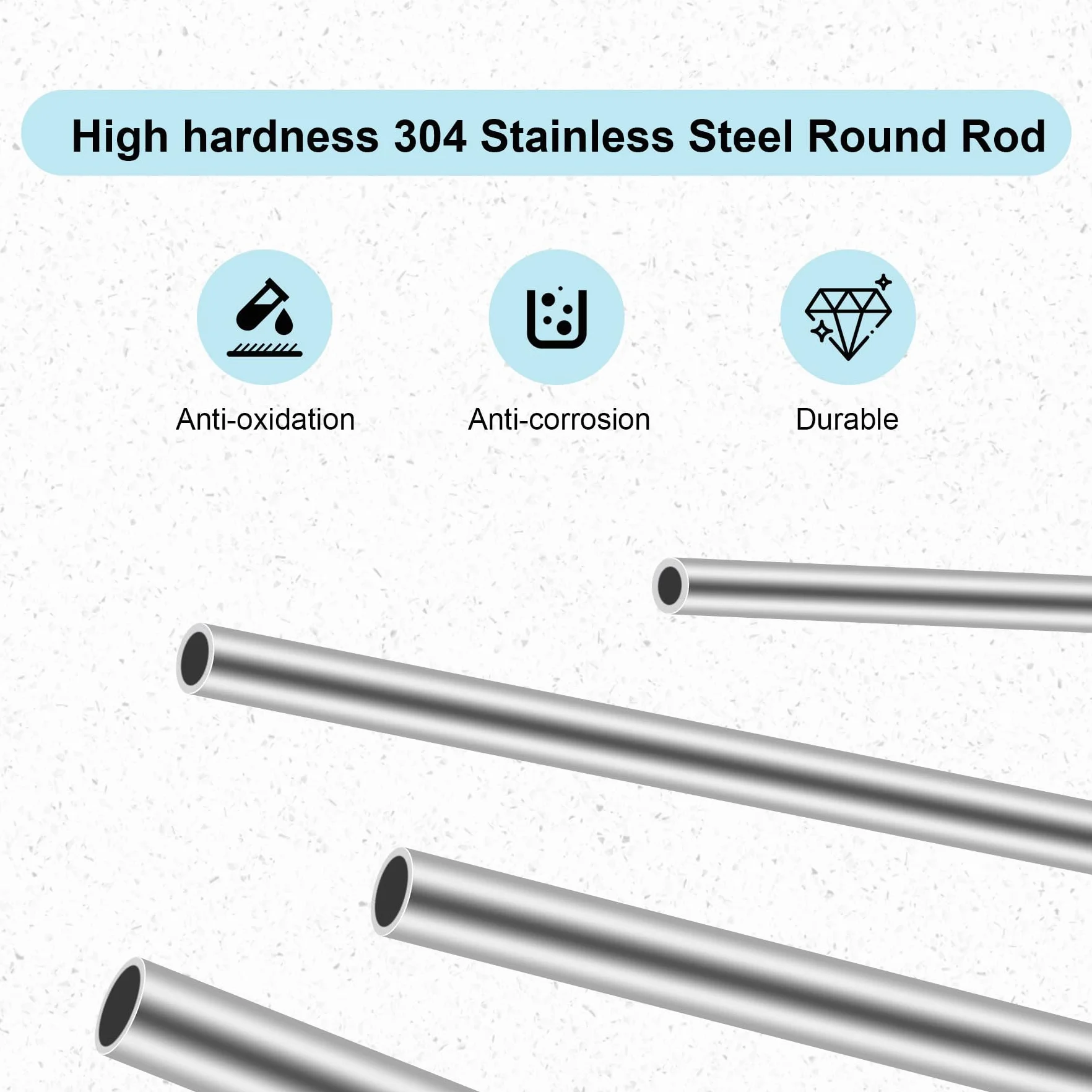 Tubos de acero inoxidable 304, 9 mm de diámetro exterior x 1 mm de grosor, 250 mm de longitud, tubo redondo recto industrial de acero inoxidable sin costuras (3 unidades)