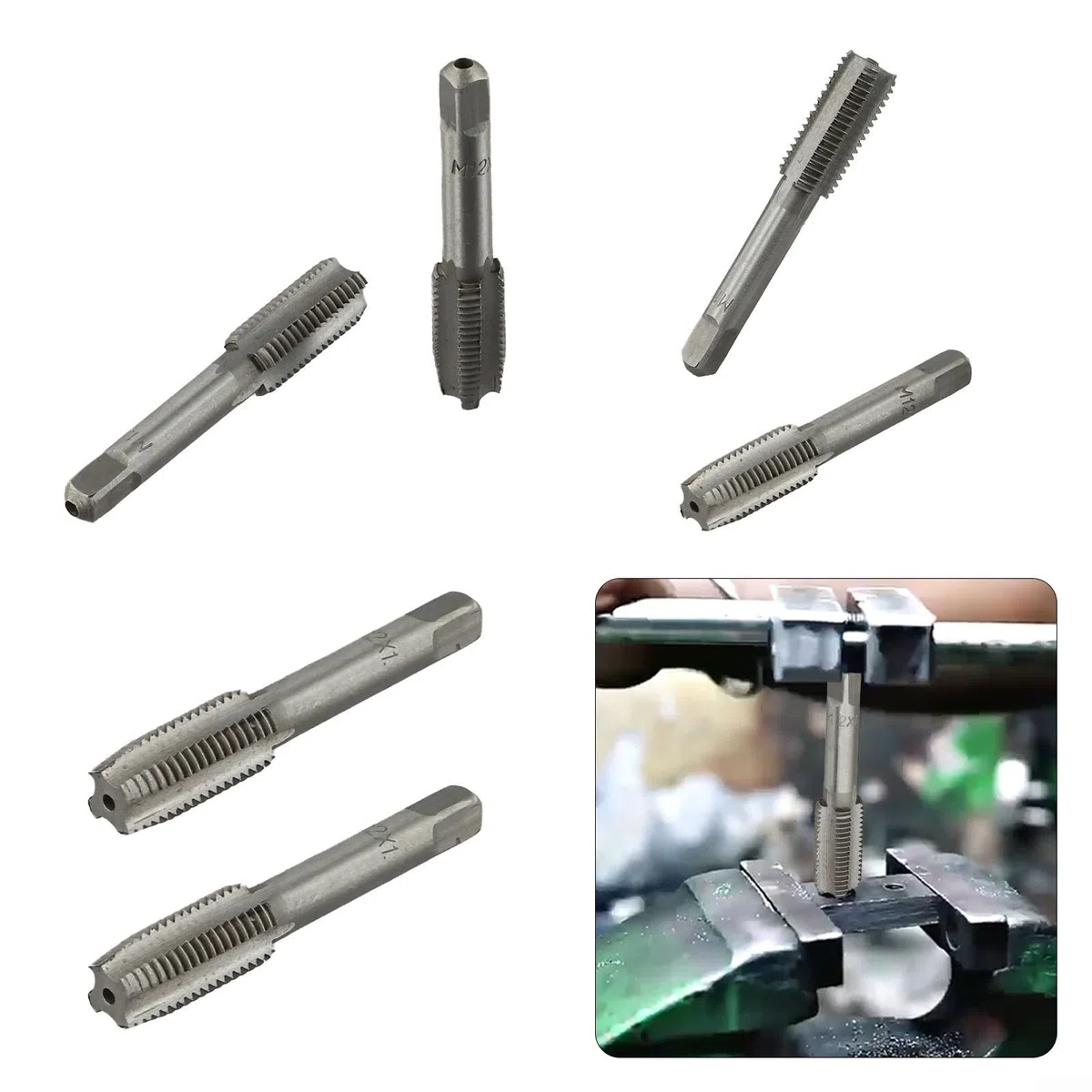 2 piezas de herramientas de roscado derecho M12x1 5 mm flauta recta para roscas finas máquina grifos adecuados para uso industrial y de muebles