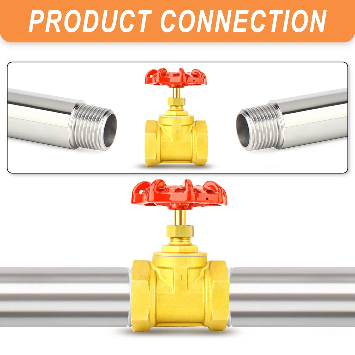 GASHER 1pezzi Válvula de compuerta de latón industrial, DN15 1/2" hembra con mango de rueda, Heavy Duty Válvula de compuerta de herramientas para el agua, petróleo, gas