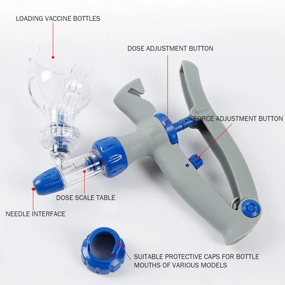 Pistola de jeringa para ganado ajustable y precisa | Pistola de jeringa con inyector automático para cabras, ganado de 5 ml con inserción de botella preciso y ajustable continuo para cabra, ce