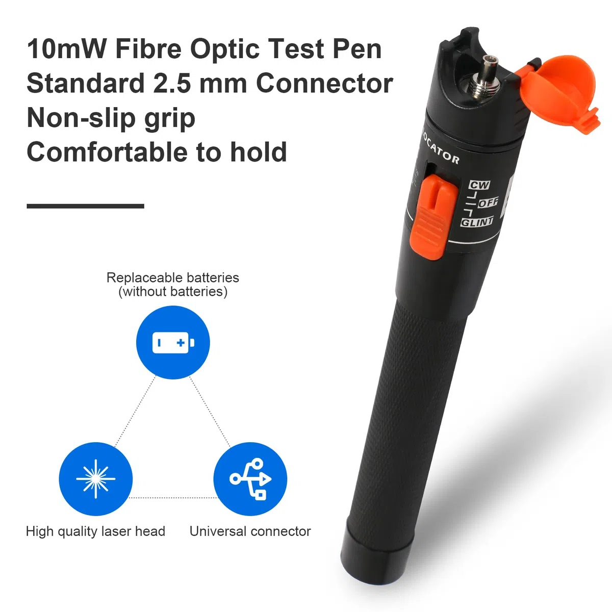 Osairous Localizador Visual de Fallas, 10mW Probador de Cable de Fibra Óptica Rango de 10KM SC/FC/ST Interfaz de 2.5 mm para Probar Cables de Red de Fibra Óptica