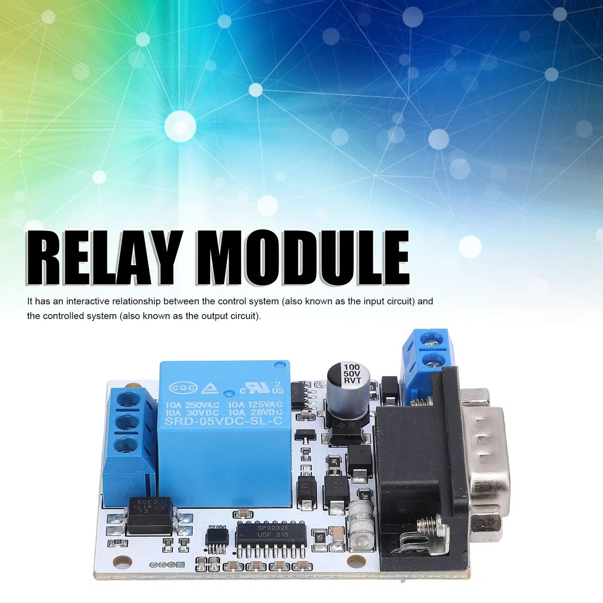 Módulo de relé RS232, Módulo de relé de Control de Puerto Serie de 1 Canal, Módulo de relé de Interruptor Optoaislado para Detección de Cantidad Digital o Control de Potencia