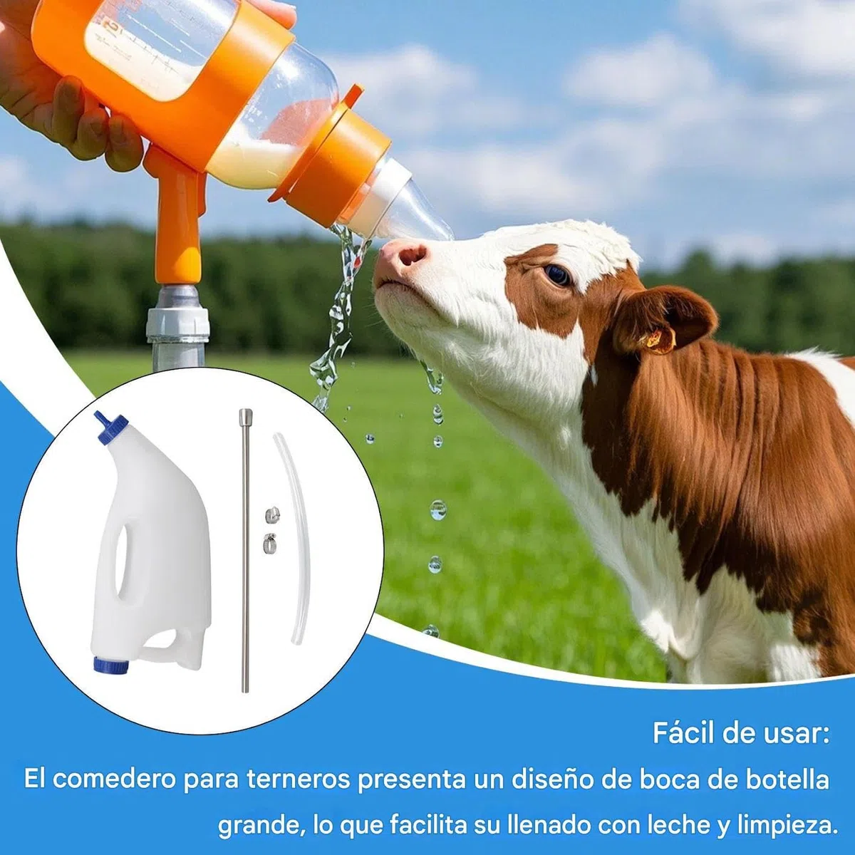 Alimentador de leche de ternero, alimentador de terneros | Herramienta de alimentación de cordero de oveja de ancianos - 4L BoCh BoCh Ternal Arader con tubo, sonda de alimentador de fluido esofágico p