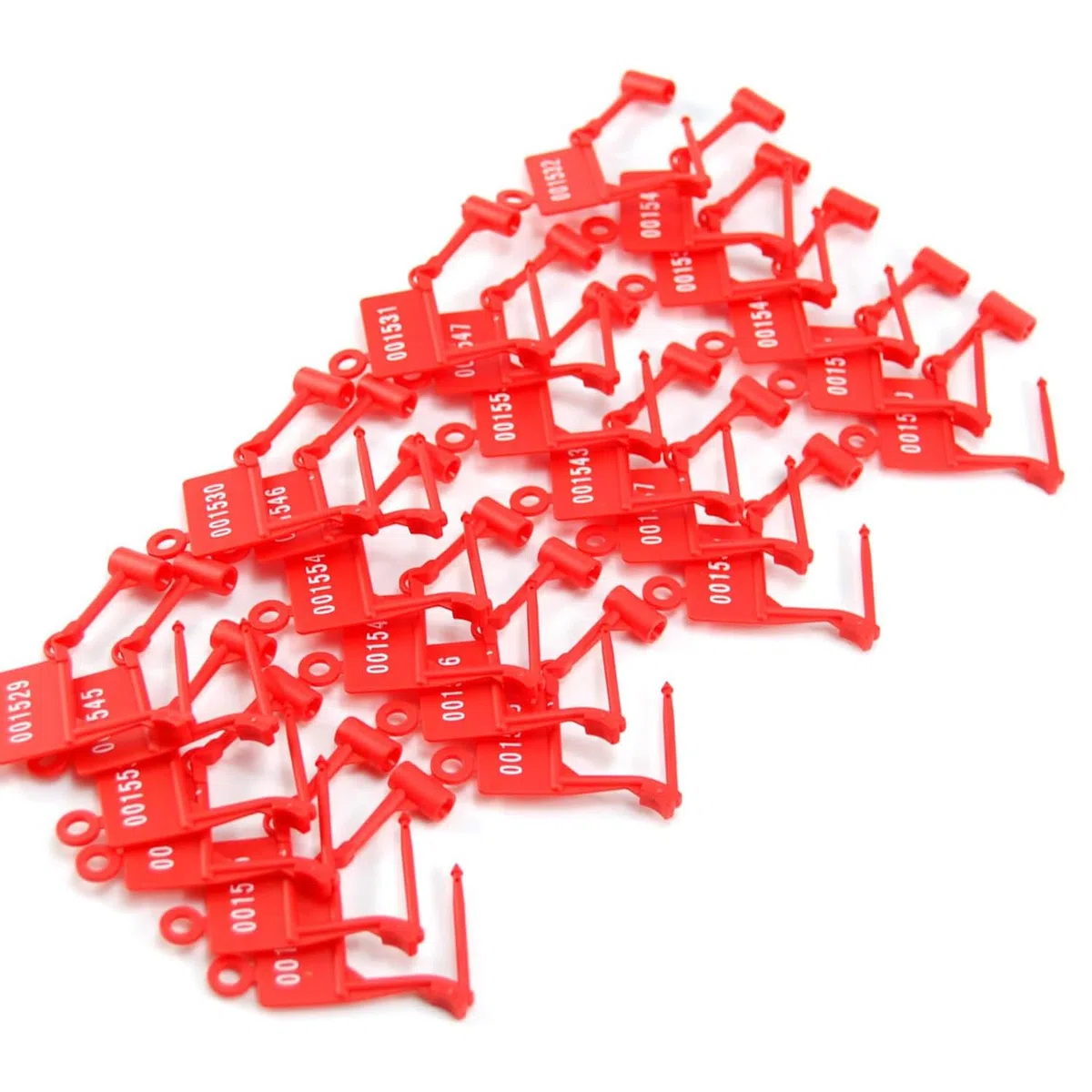 100 Precintos de seguridad de plástico, candados de seguridad, precintos numerados a prueba de manipulaciones, etiquetas de seguridad desechables (Rojo)