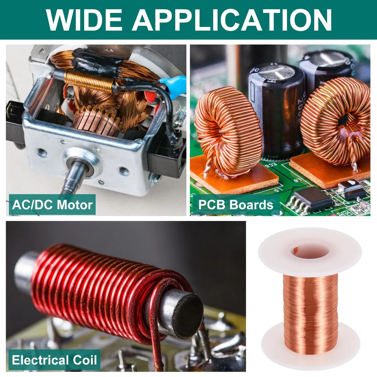sourcing map Alambre magnético de 40 AWG, alambre de cobre esmaltado de calibre 40, alambre de bobina magnética de 2 onzas para transformador, motor, eléctrico, 155C (311F)