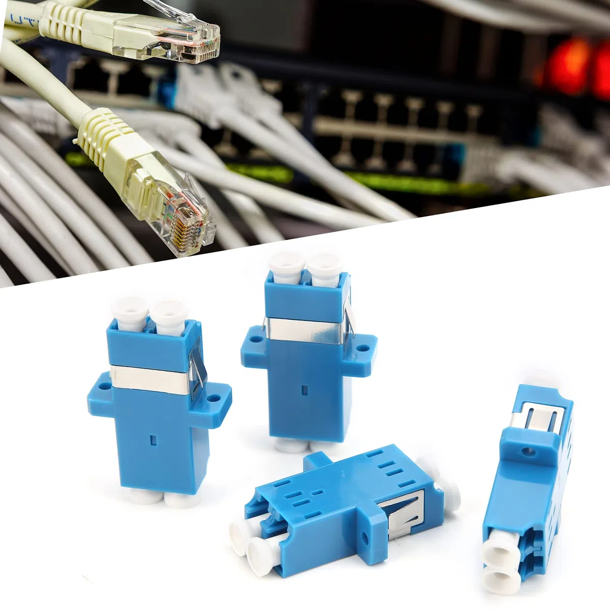 YWBL-WH Adaptador de Fibra Óptica LC-LC UPC 50 Unidades, Acoplador Dúplex para Redes de Alta Velocidad y Conexión Industrial Fibra Óptica Conector Adaptador