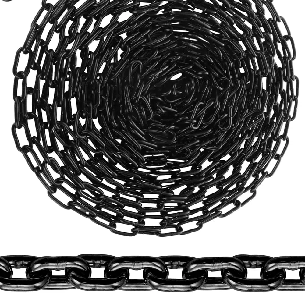 Cadena de acero al carbono de 10 m, cadena de acero resistente de 3 mm, cadena negra, cadena de acero galvanizado, cadena de eslabones de metal para cadena de perro, cadena de lámpara, cadena de