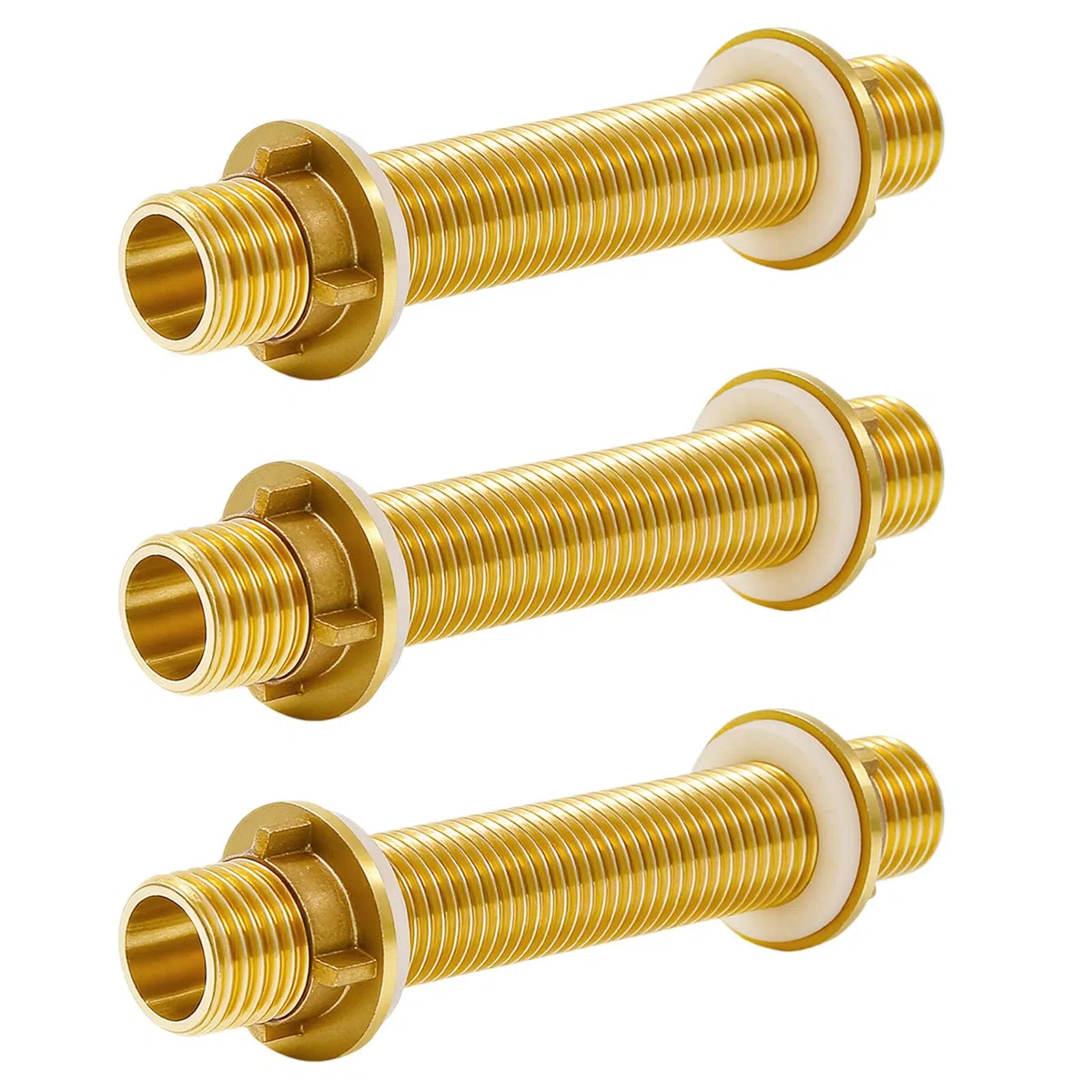 Tubo roscado de latón de 1/2 pulgadas, 12 cm, rosca G1/2, paso del depósito de latón, 120 mm, conexión de manguera con junta de silicona para grifo, tanques de agua, torre de agua