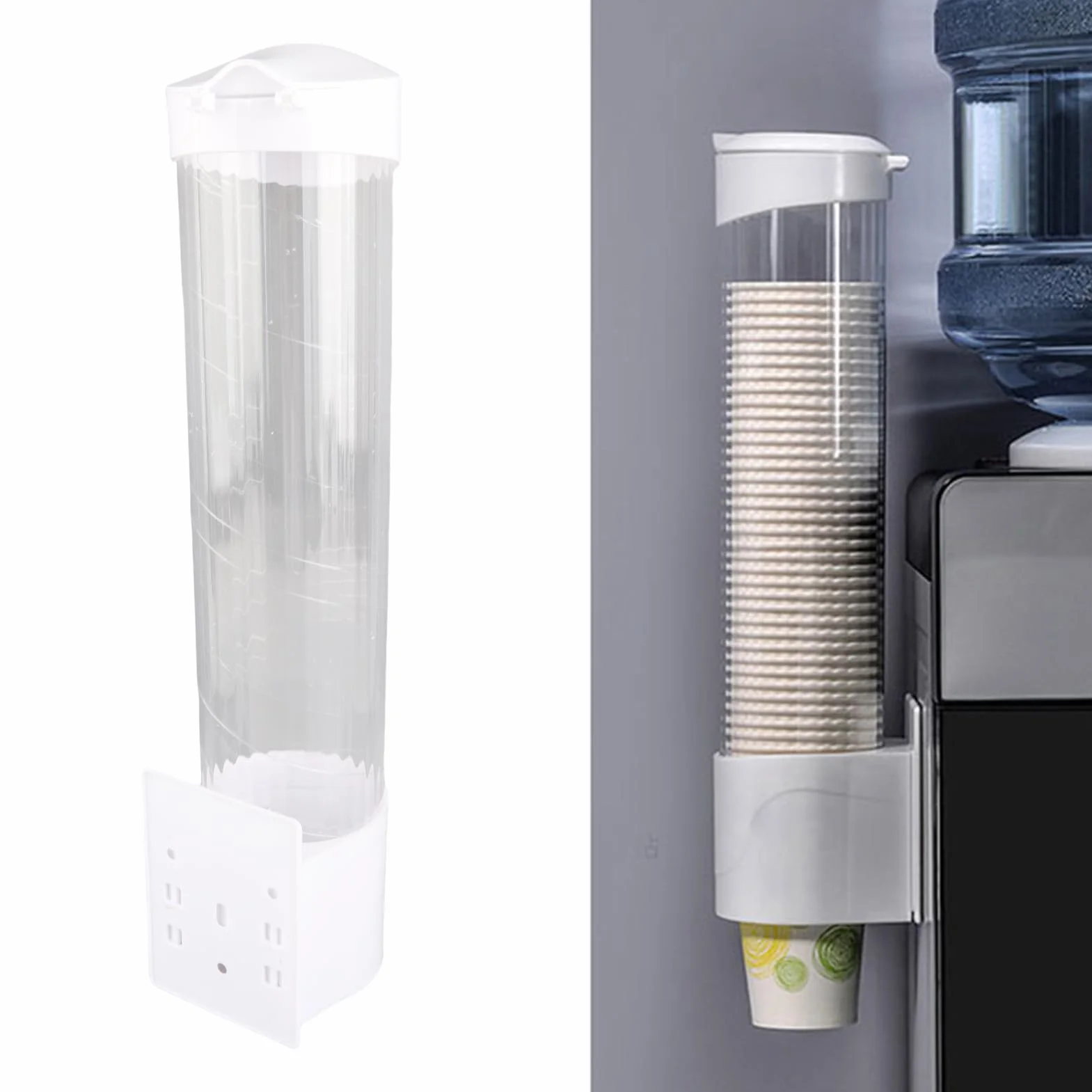 GOTOTOP Dispensador de pared para vasos de plástico, transparente, 50 unidades, 7,5 cm