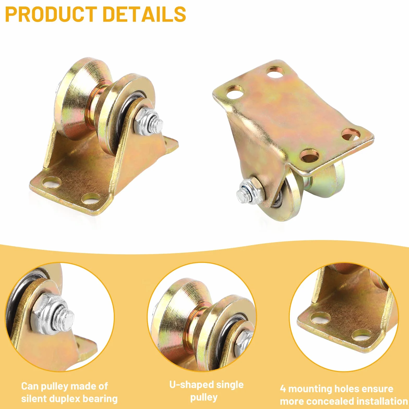DBREAKS 8 Piezas Ruedas Poleas para Cuerda Motores Eléctricos, Polea con Polea con Rodamiento de Bolas, Rueda con ranura en V, Polea de inversión con tornillos, 100 kg/ud.