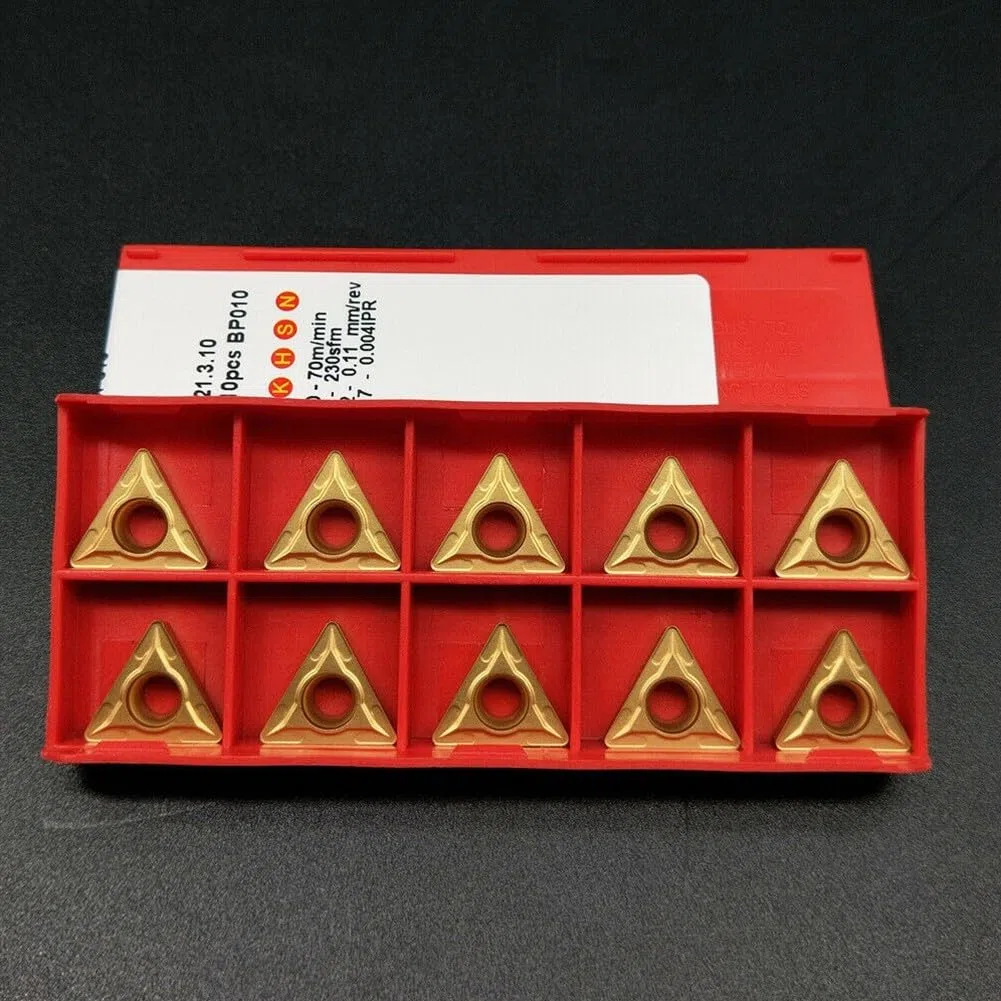 Juego de insertos de carburo, 10 piezas TCMT16T308 TCMT32.52 Herramienta de torno de inserción de carburo Brocas indexables, para mecanizado de corte de metal
