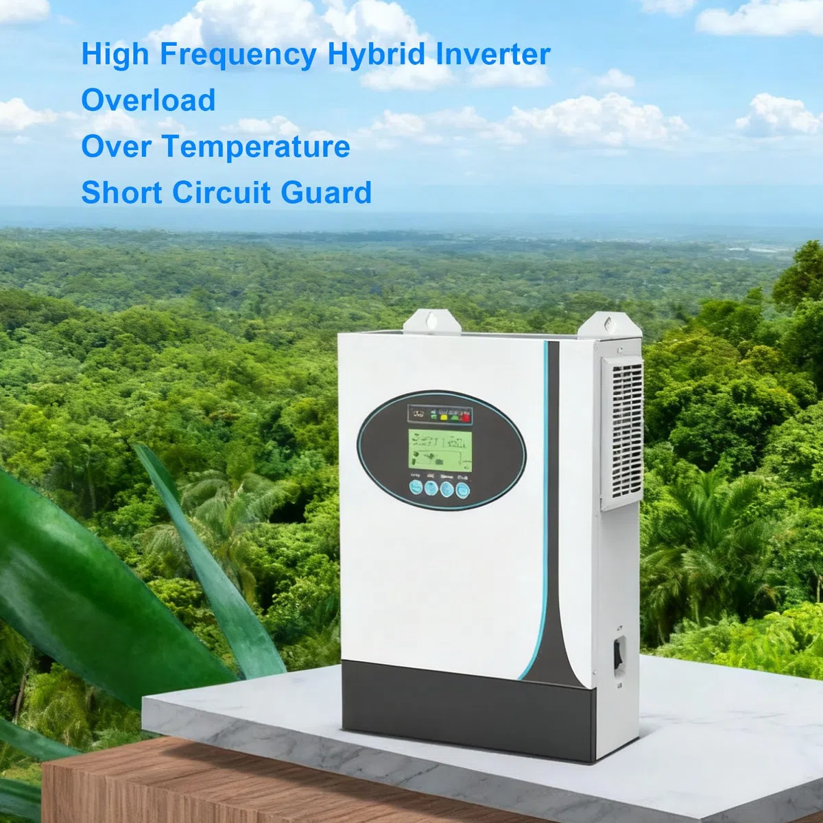 Sorandy Inversor Solar Híbrido Fuera de la Red de 1,2 KW, Salida de Onda Sinusoidal Pura MPPT Incorporado con Control Remoto para el Hogar, Escuela, Islas Industriales, áreas