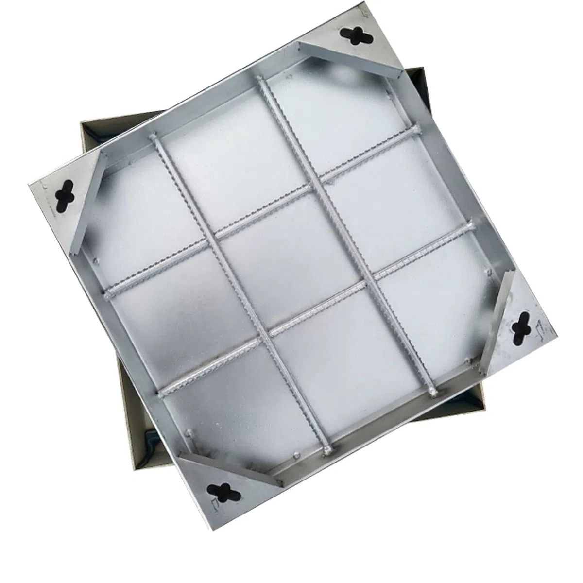 Tapa para Peatones Invisible con Marco, Cuadrada Arqueta Riego con Base, para Jardín, Pavimento y Muelles, Fabricada en Acero Inoxidable 304(60x60cm/23x23in)