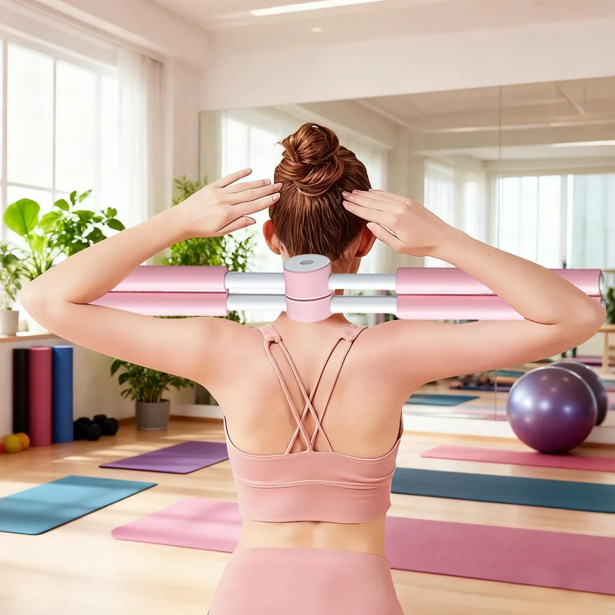 Barra de yoga corrector de postura, palo de yoga para mujeres, 2025 barra de yoga antijorobas para espalda y cuello, cuello y espalda, dispositivo de entrenamiento para el hogar fitness
