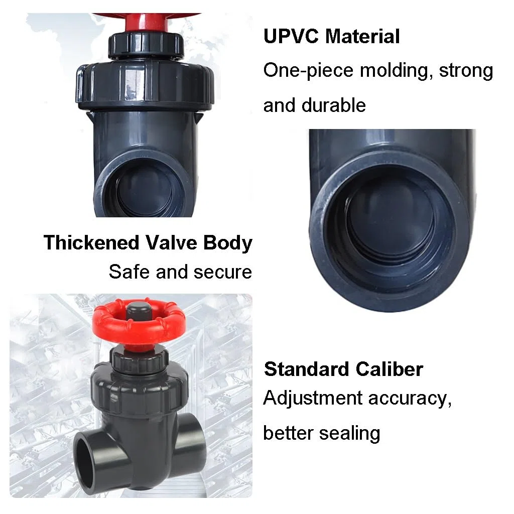 Válvula De Compuerta De UPVC - 25 mm/32 mm/40 mm | Control De Flujo De Precisión | Válvula De Agua De PVC for Riego De Jardines, Acuarios E Hidroponía(Gray,Inner diameter 40mm)
