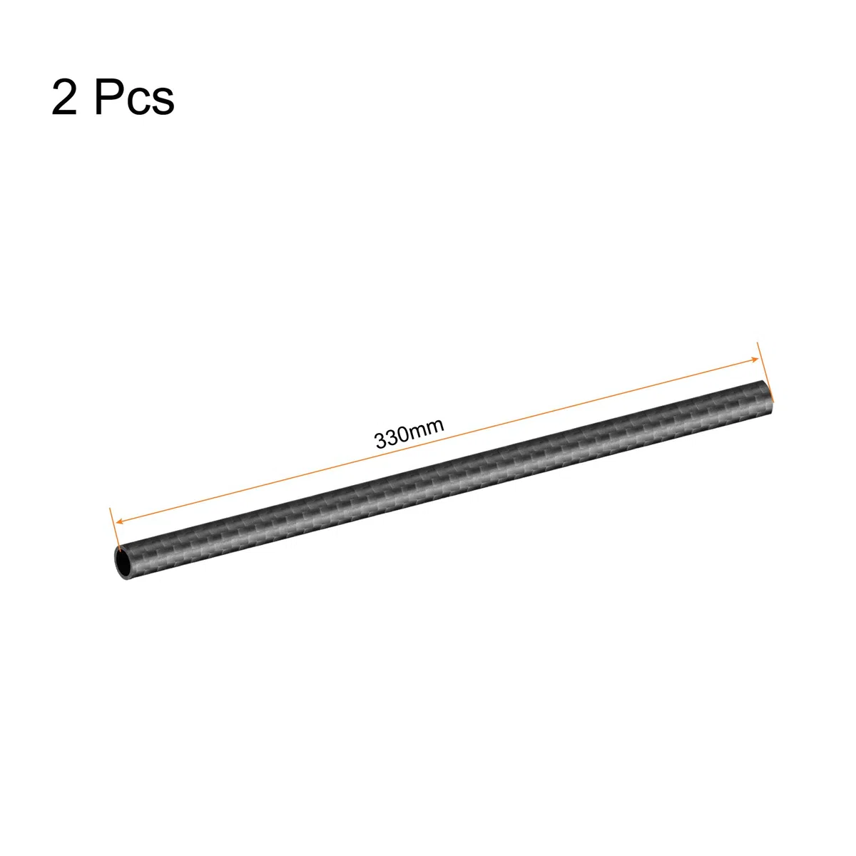sourcing map Carbono Fibra Redondo Tubo 8mm x 6mm x 330mm 3K Rollo Envuelto Mate Superficie para RC Aeroplano Cuadricóptero 2uds