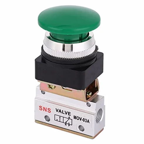 Válvula Mecánica Neumática 2 Posiciones 3 Vías MOV-03A G1/8" PT Interruptor Botón de Hongo para Sistemas Neumáticos Industria Automatización Aire Comprimido Componentes Neumáticos