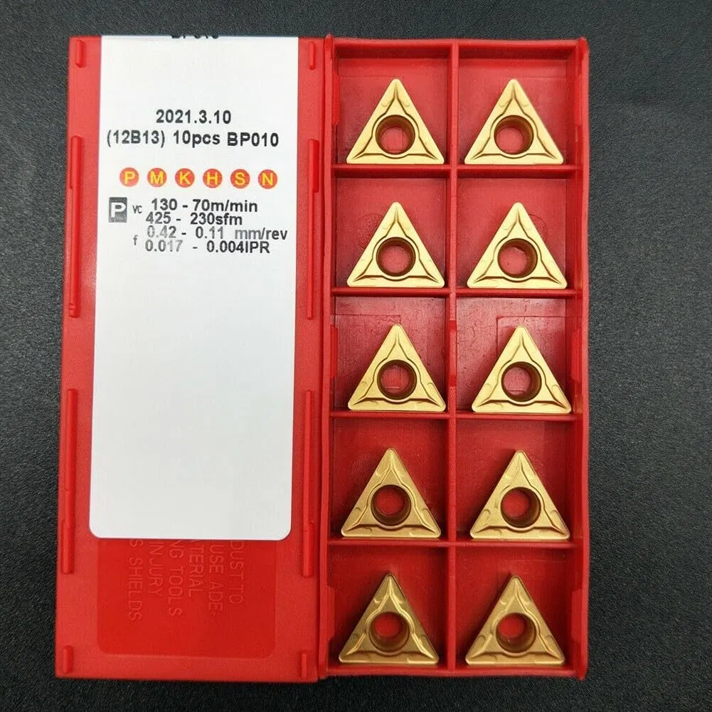 Juego de insertos de carburo, 10 piezas TCMT16T308 TCMT32.52 Herramienta de torno de inserción de carburo Brocas indexables, para mecanizado de corte de metal