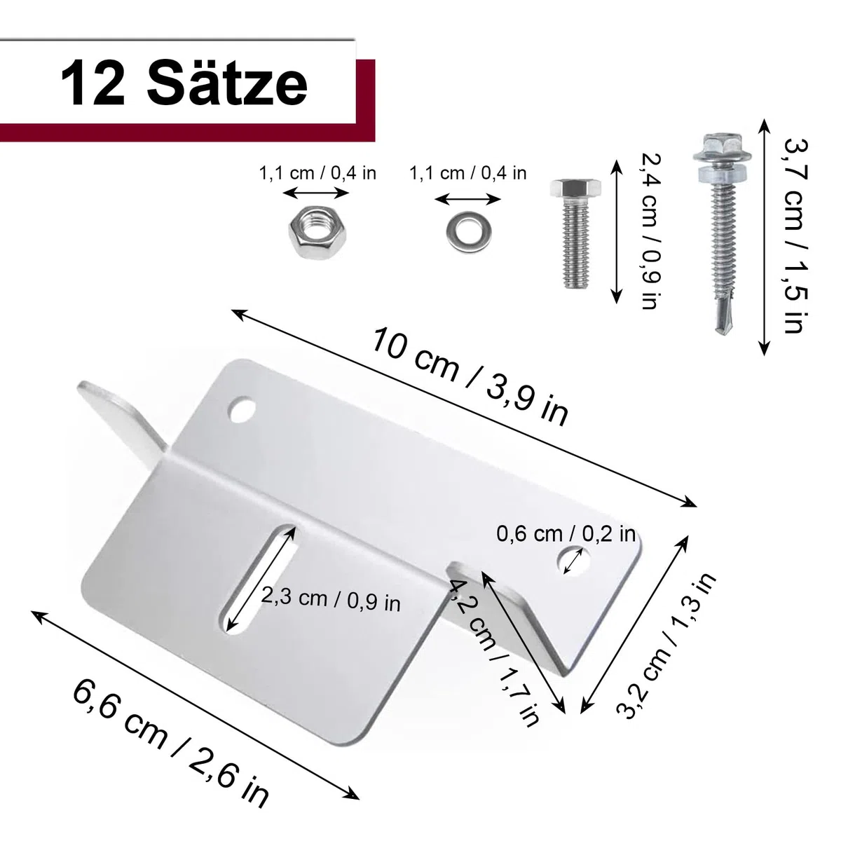 Soporte para Paneles Solares, Soportes Z de Placas Solares 12 Piezas Plateado, Montaje de Panel Solar en Tejado, con Tuercas y Tornillos, Para Caravanas, Paredes, Barcos, Tejados