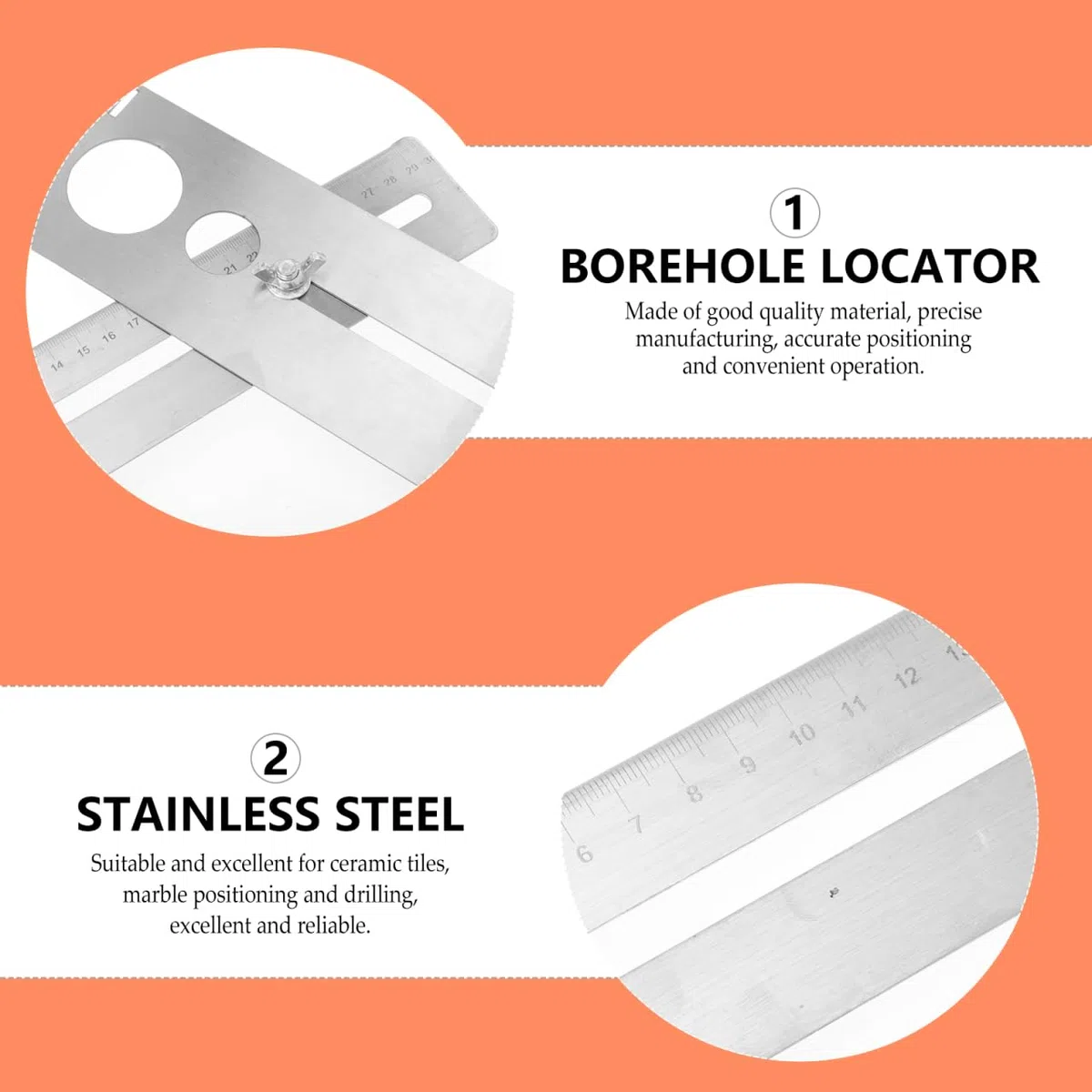 HOMSFOU Localizador Acero Inoxidable para Azulejos Flexible de Perforación Posicionamiento Preciso y Fabricación Exacta y Mármol para Aficionados Carpintería