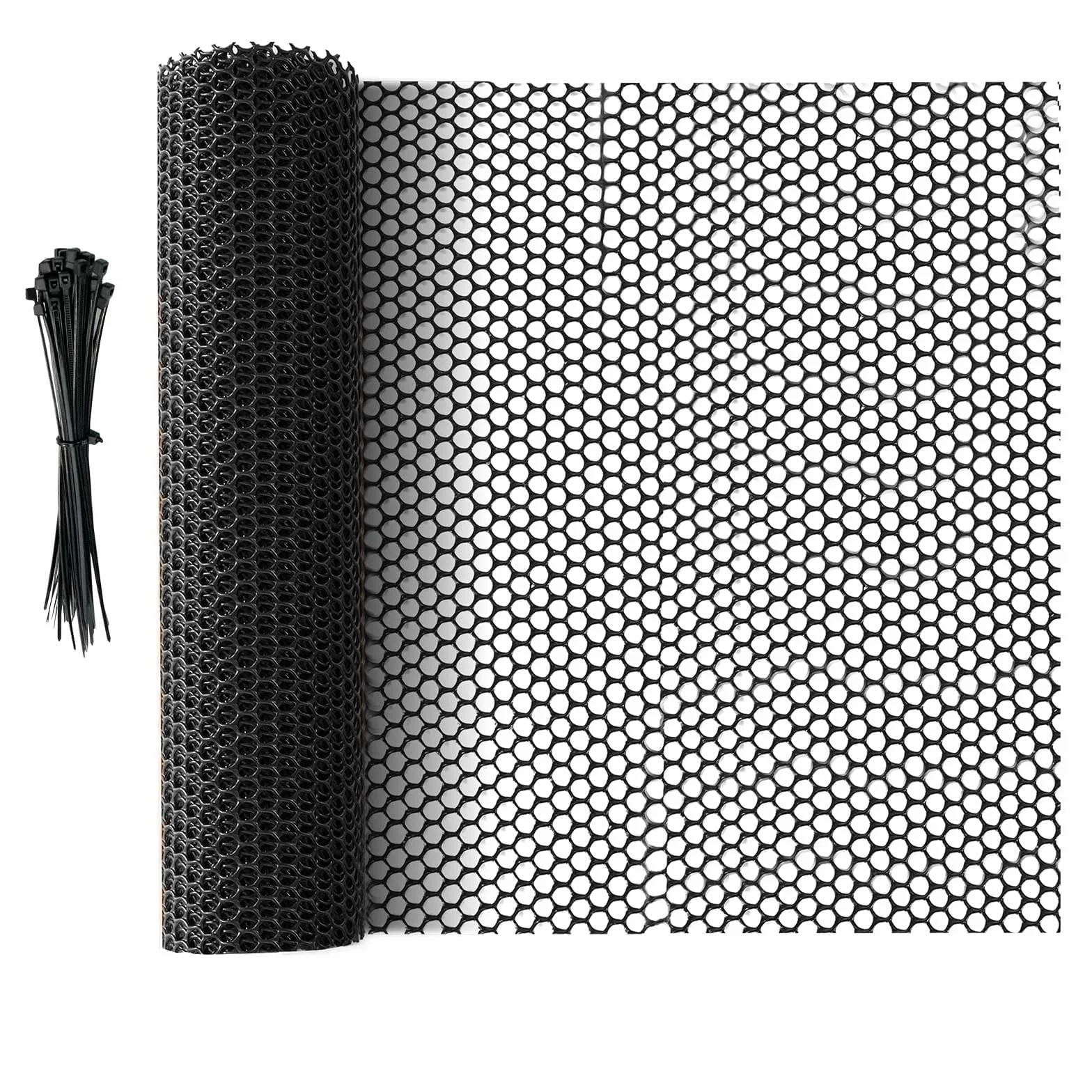 5 m x 40 cm Rollo de Malla de Cercado, Valla de Plástico Negro Versátil, Malla para Animales Recortable, Protector de Troncos de Árbol Duradero, Ideal como Barrera para Gatos, Perros