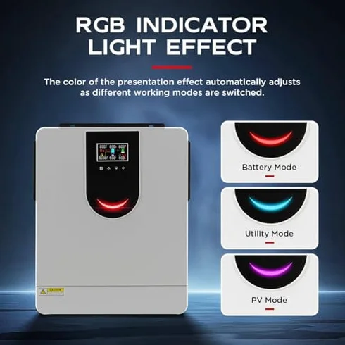 Inversor solar híbrido de 1,0 a 10,2 kW, 12 V, 24 V, 48 V, onda sinusoidal pura, cargador inversor fuera de la red con pantalla LCD y controlador de carga solar MPPT