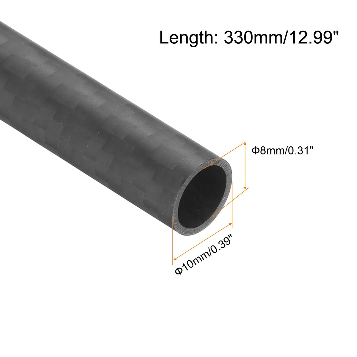 QUARKZMAN 2 Piezas Tubo de Fibra de Carbono 8 x 10 x 330mm Superficie Mate Barra 3K Enrollada en Rollo de Carbono Puro Tubo Redondo para Avión RC Multicóptero