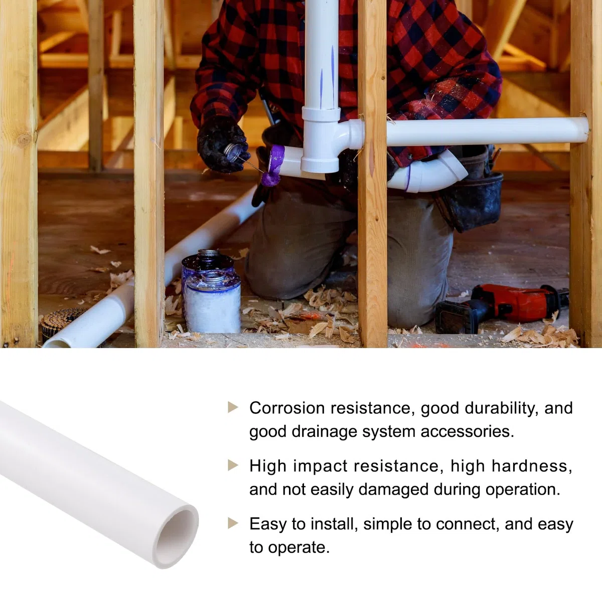 3 Piezas De Tubo Rígido De PVC De 16mm x 20mm 24" Tubo Plástico Redondo De Alto Impacto Para Drenaje [Para Invernadero Jardín Hogar HVAC Fontanería] - Blanco