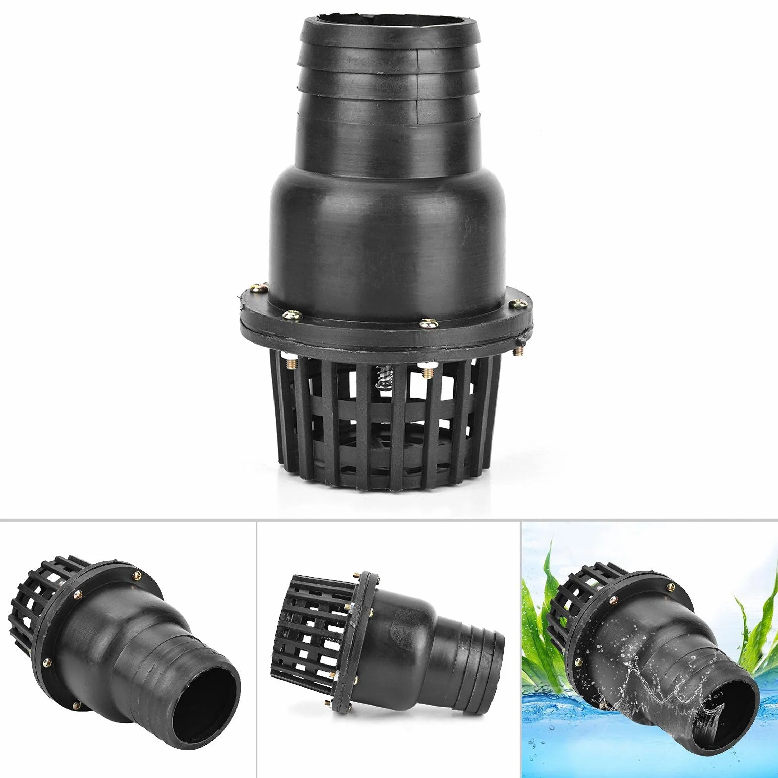 Válvula de pie de bomba de agua Válvula de retención plana de baja presión de PVC negro Válvula plana de baja presión para máquina de fluido(3in)