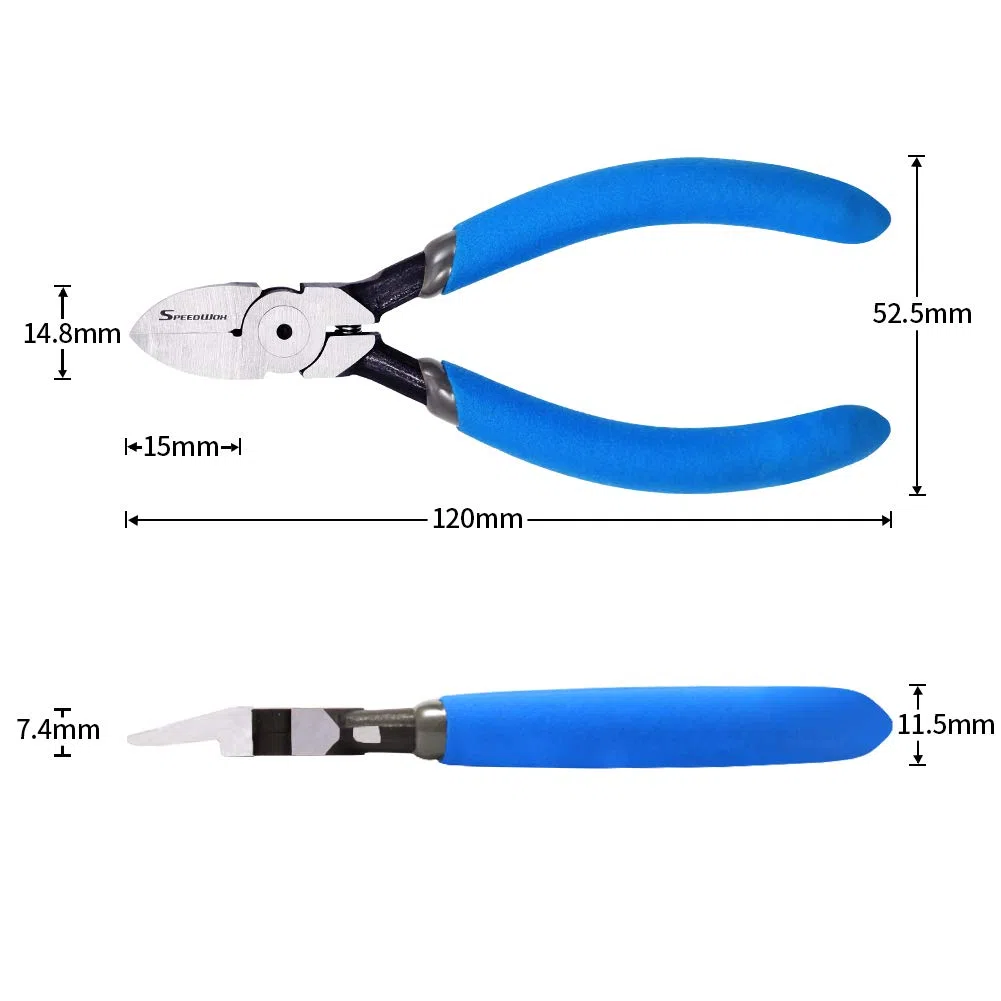 SPEEDWOX Cortadores de descarga de 4 – 1/2 pulgadas mini alicates de microplástico corte de alambre en ángulo acero de alto carbono alta palanca con herramientas de resorte fabricación de joyas